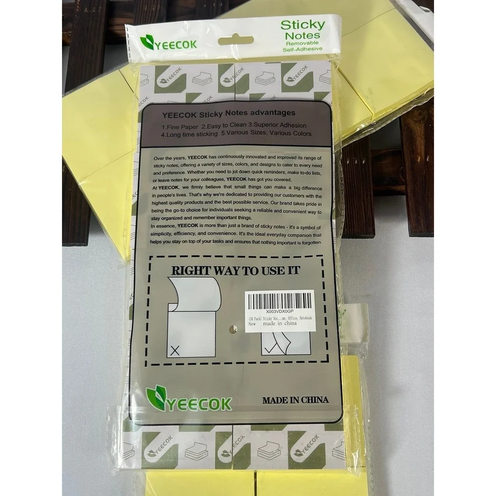 Bundle (3 )16 Pack Sticky Notes 3x3 ‎ yellow Stickies, 74 Sheets/